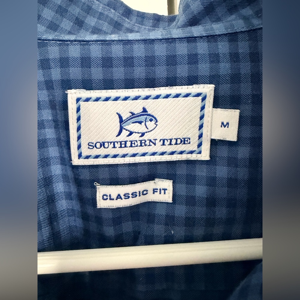Southern Tide Men's Blue Checkered Shirt Button Down Classic Fit - Picture 3 of 3